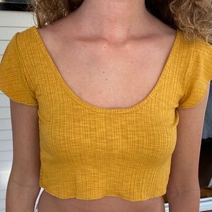 Yellow Ribbed Crop Top